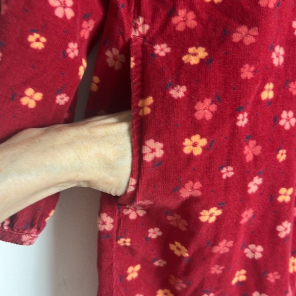 L.L. Bean Girl's Medium Red Ditsy Floral Corduroy A-Line Dress 100% Cotton - Picture 8 of 13